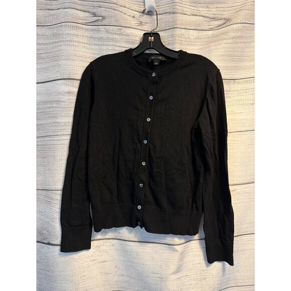 Ann Taylor Black Button-Up Cardigan Sweater Size L - Picture 1 of 3